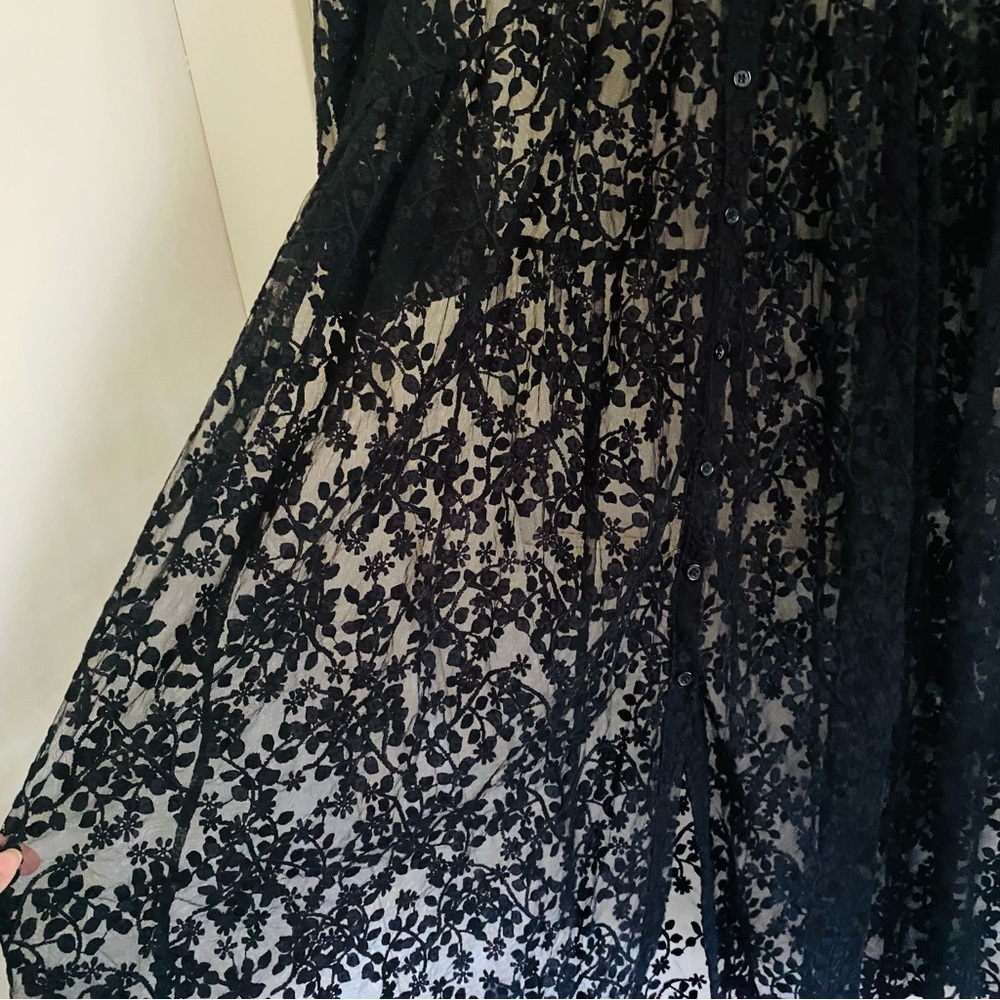 Zara Black Floral Lace Robe Kimono Dress Coverup Size L - Picture 8 of 10